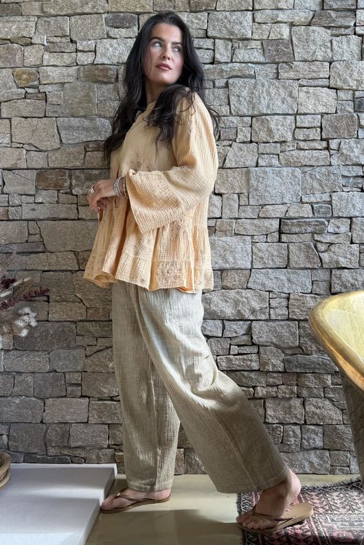 Santos Cotton Zahra Embroidered Smock Tuscan Sun /9=